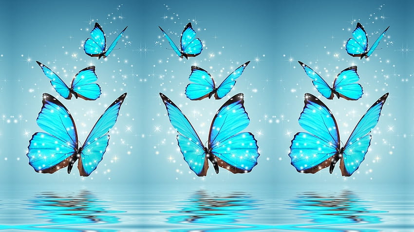 28 Blue Butterfly, ästhetischer Schmetterlingscomputer HD-Hintergrundbild