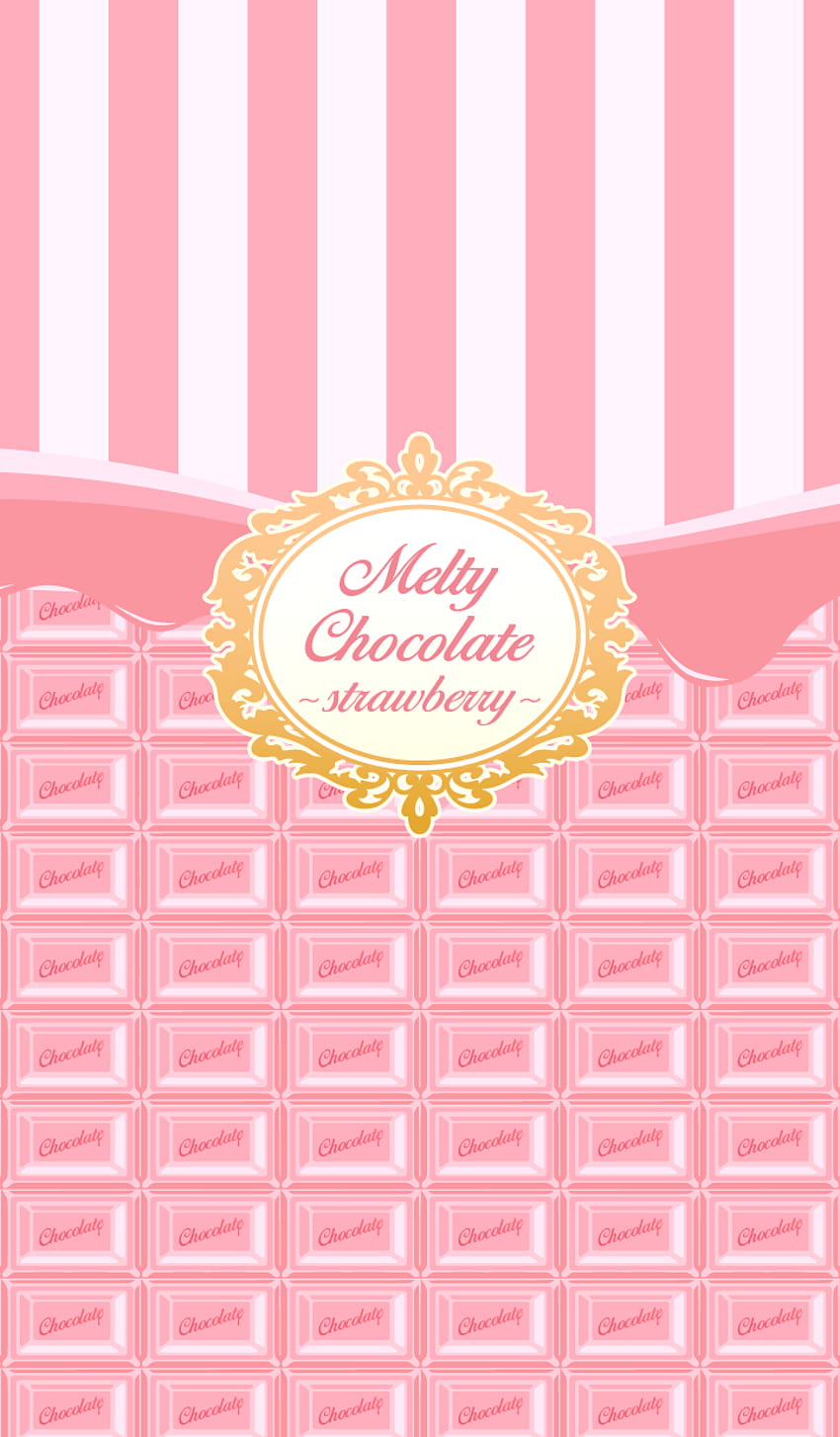 This is a theme of melting chocolate bar. lovely strawberry chocolate flavor version. pink color., candy bar HD phone wallpaper