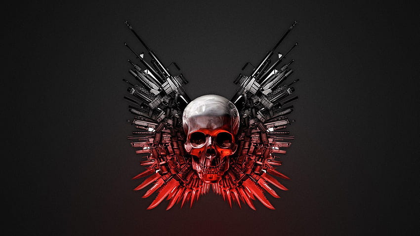 THE EXPENDABLES dark skull skulls weapon weapons HD wallpaper