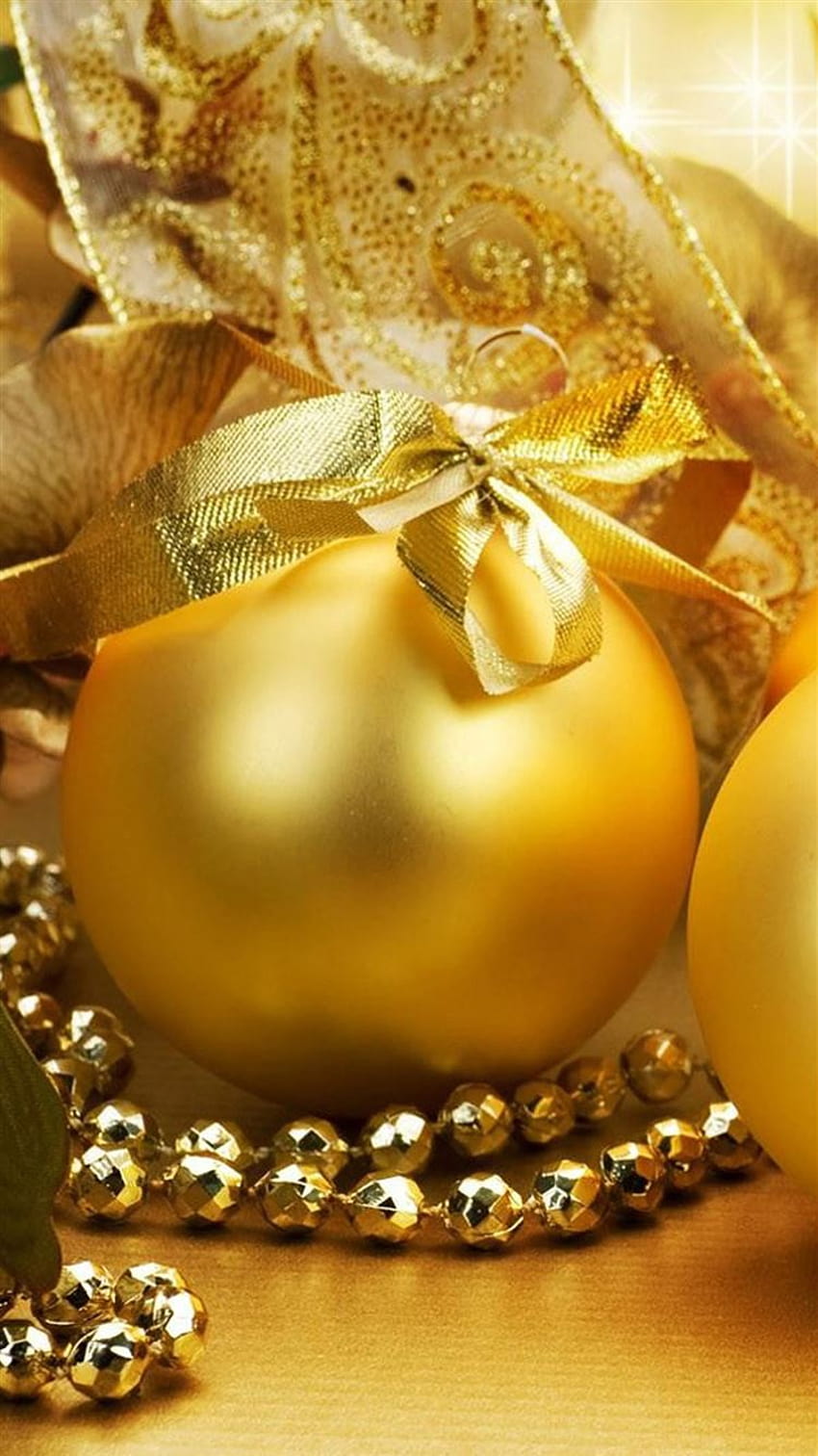 Christmas Golden Egg Ball iPhone 8, christmas golden balls HD phone wallpaper