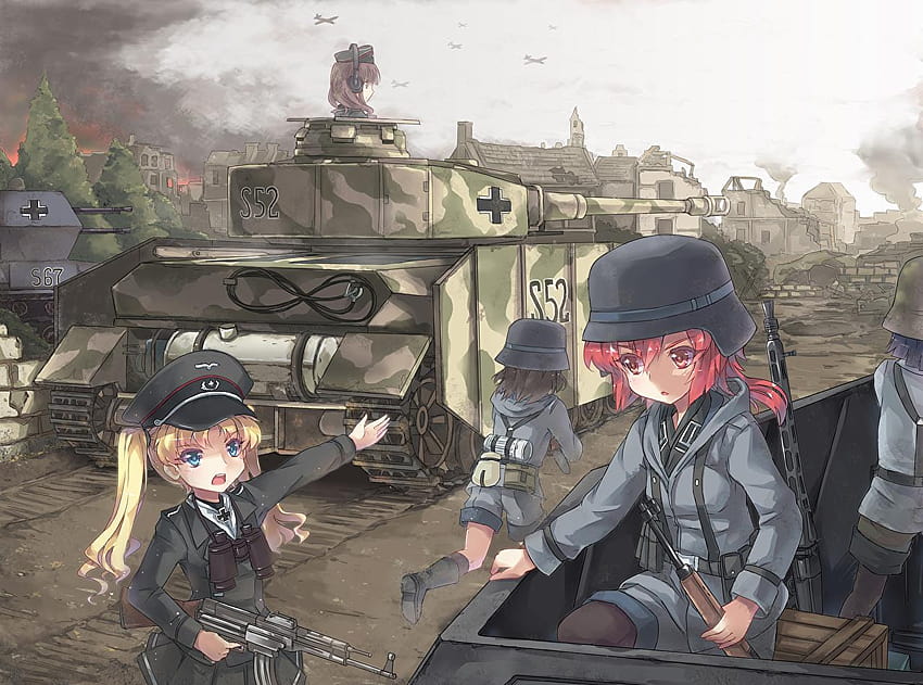 HD wallpaper: girls und panzer, tank, anime girls, white background, studio  shot | Wallpaper Flare