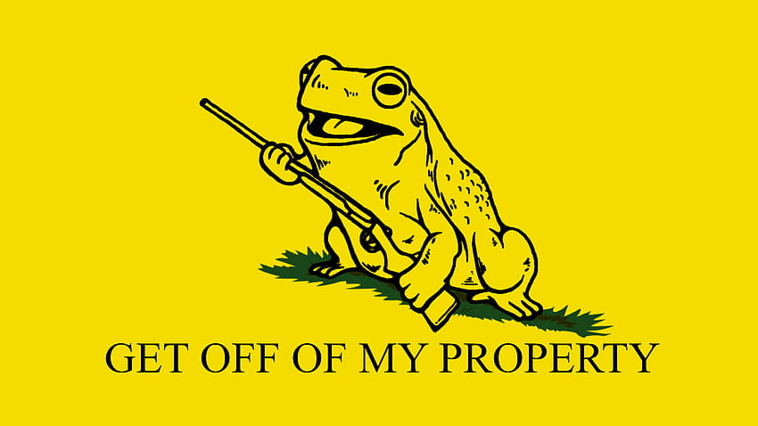 GET OFF OF MY PROPERTY 旗はガズデン旗のスタイルで、Hippity Hoppity Get Off My Property 高画質の壁紙