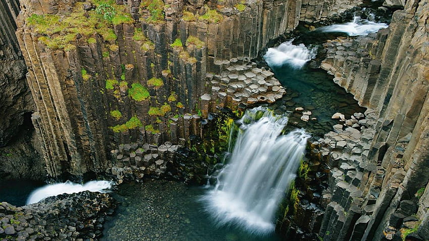 Litlanesfoss Iceland Cascade Waterfall With Stunning Pillars Of Hexagonal Basalt Rock 1920x1200 : 13 HD wallpaper