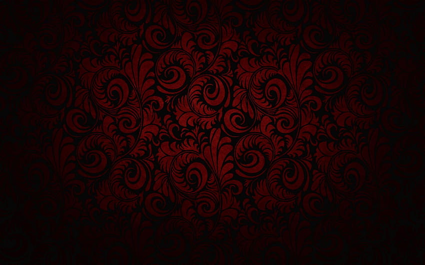 Bunga Fraktal Hijau Tua, tekstur merah tua Wallpaper HD