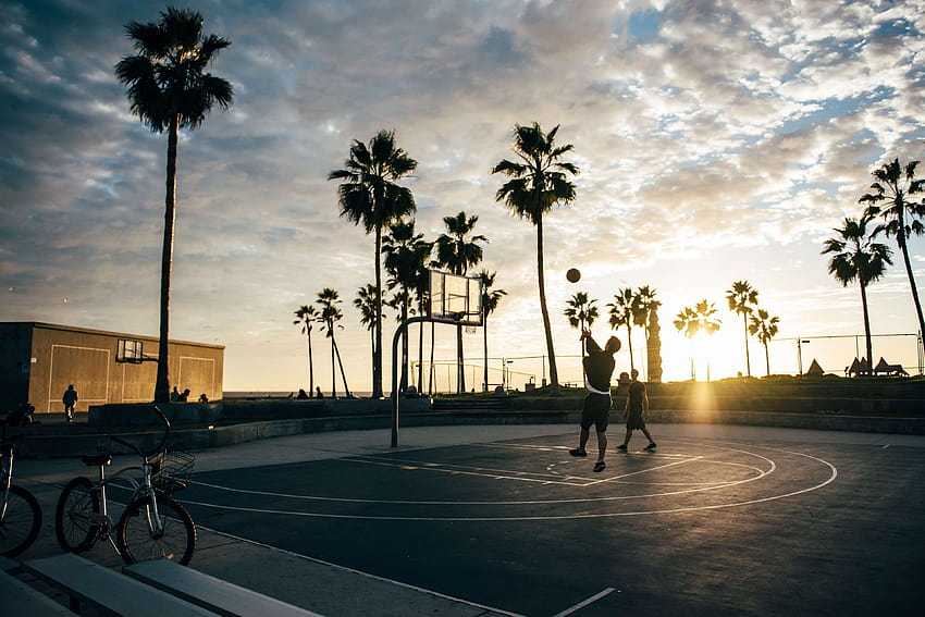 Basket-ball, terrain de basket, plage, vélo, Caraïbes, plaisir, basket-ball sur la plage Fond d'écran HD
