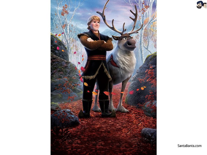 Disney'in animasyon filmi Frozen 2'de Kristoff ve Sven donmuş durumda HD duvar kağıdı