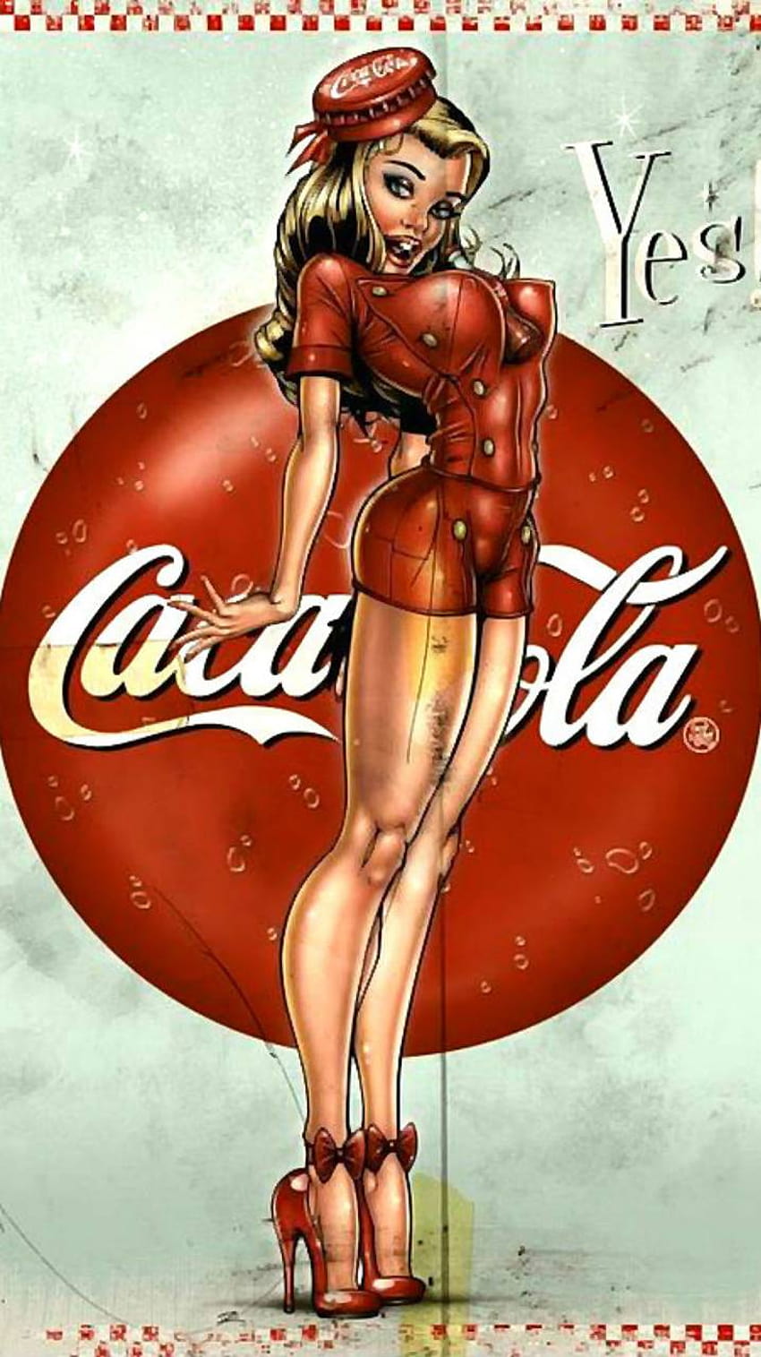 vintage coca cola pin up HD telefon duvar kağıdı