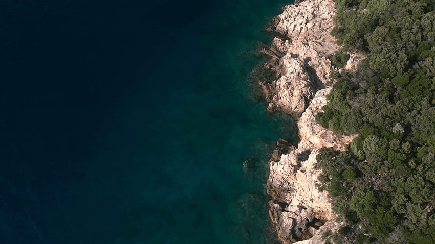 Pemandangan udara, pantai berbatu drone Wallpaper HD