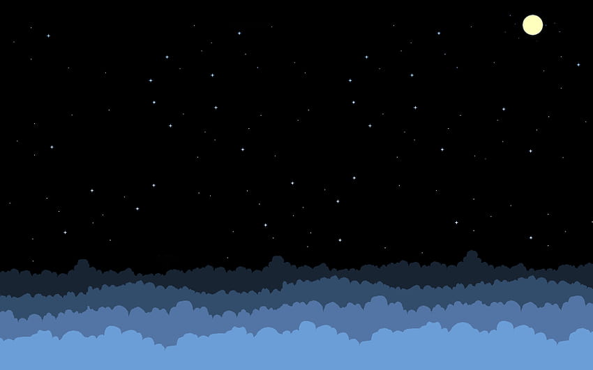 : pixel art, gwiazdy, Księżyc, chmury 1920x1200, pixel moon Tapeta HD