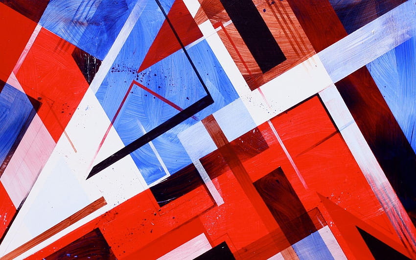 Red, White and Blue Abstract Shapes , abstract white and red HD ...