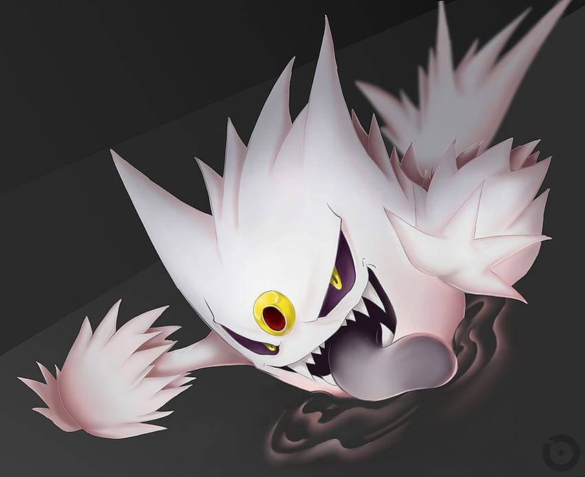 Can someone change the colors of Mega Gengar and Gigantamax Gengar to their  shiny colorations in this image? And change background color to light  blue? Regular Gengar isn't too different from it's