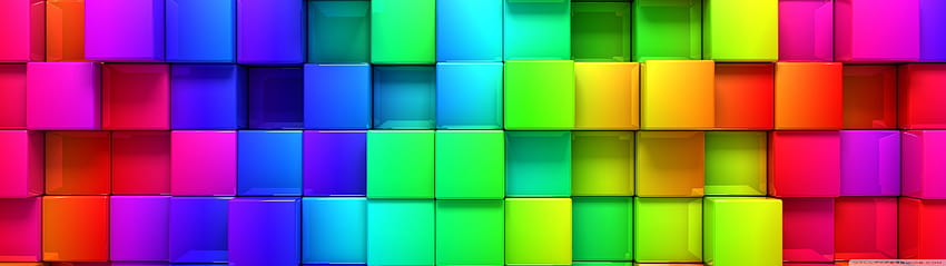 Rainbow Vivid Colours Cubes พื้นหลังพิเศษสำหรับ: จอกว้าง & UltraWide & แล็ปท็อป: จอแสดงผลหลายจอ, จอคู่และสามจอ: แท็บเล็ต: สมาร์ทโฟน, ลูกบาศก์สีสันสดใส วอลล์เปเปอร์ HD