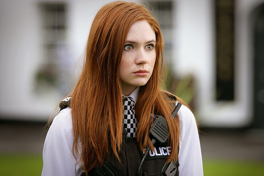 : police, women, redhead, model, long hair, glasses, fashion, British, Karen Gillan, Doctor Who, Person, girl, beauty, woman, lady, blond, hairstyle, portrait graphy, shoot, brown hair, human hair color 1920x1281, police woman HD wallpaper