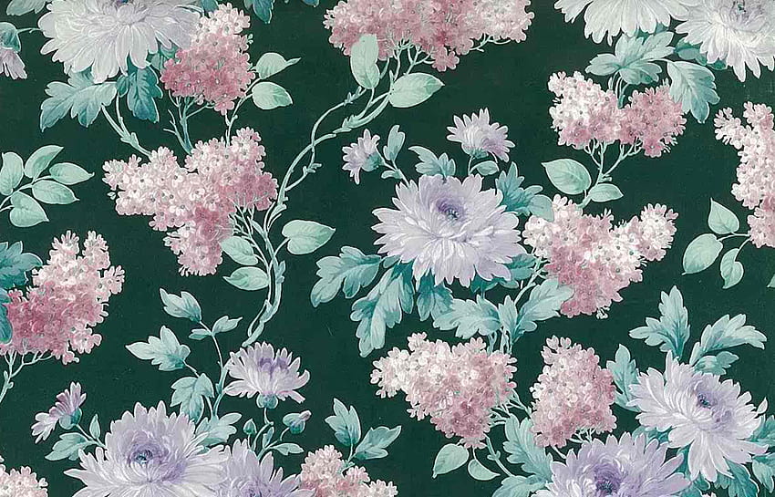 Green Floral Vintage Pink White Purple Lilacs Textured WS5610 HD wallpaper