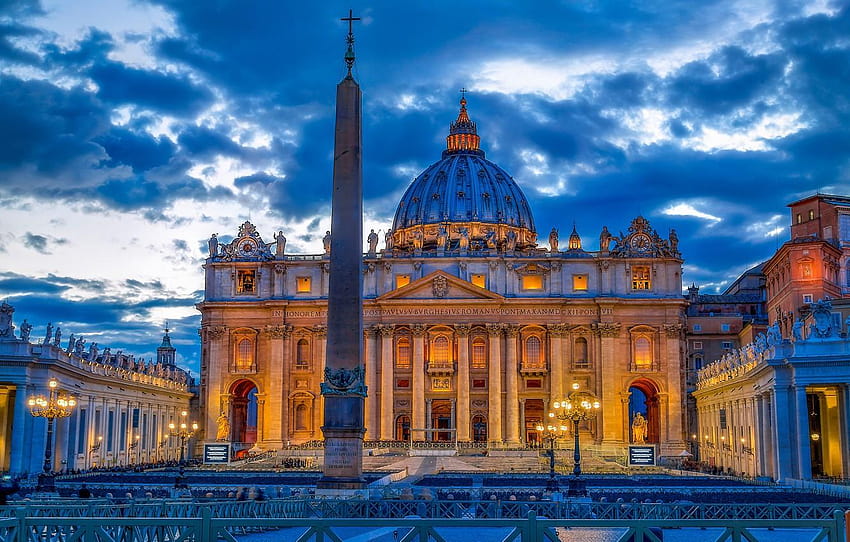 obszar, Rzym, Włochy, Katedra, Włochy, obelisk, Rzym, Bazylika Świętego Piotra Tapeta HD