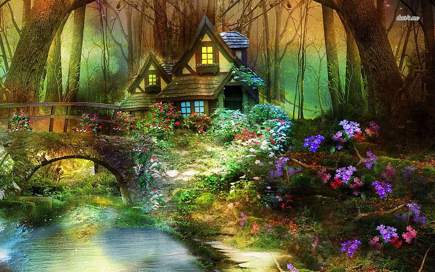 Fairytale Forests, fairytale house HD wallpaper