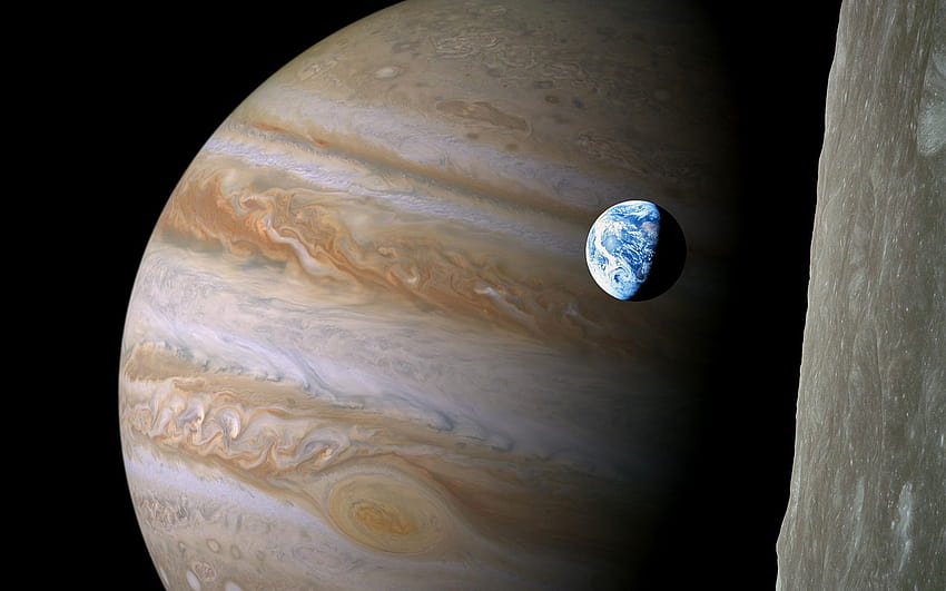 Beste 4 Jupiter und Erde auf Hüfte, Jupiterplanet HD-Hintergrundbild
