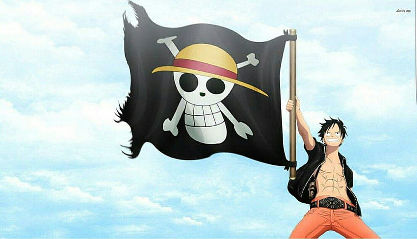 Monkey D. Luffy, pirate flag, Straw Hat Pirates, Mugiwara; One, one piece flag HD wallpaper