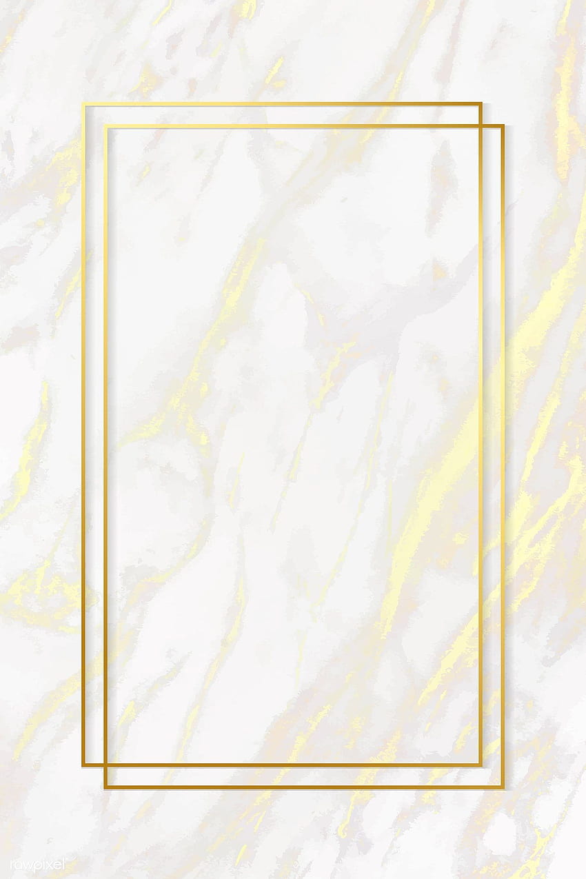 първокласен вектор на правоъгълна златна рамка върху бяла мраморна текстура HD тапет за телефон