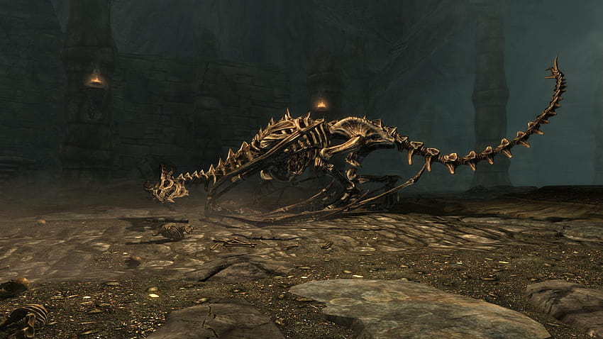 Skeletal Dragon, elder dragon skyrim HD wallpaper