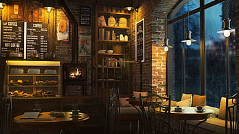 Coffee shop vibes 😴  Anime scenery wallpaper, Desktop