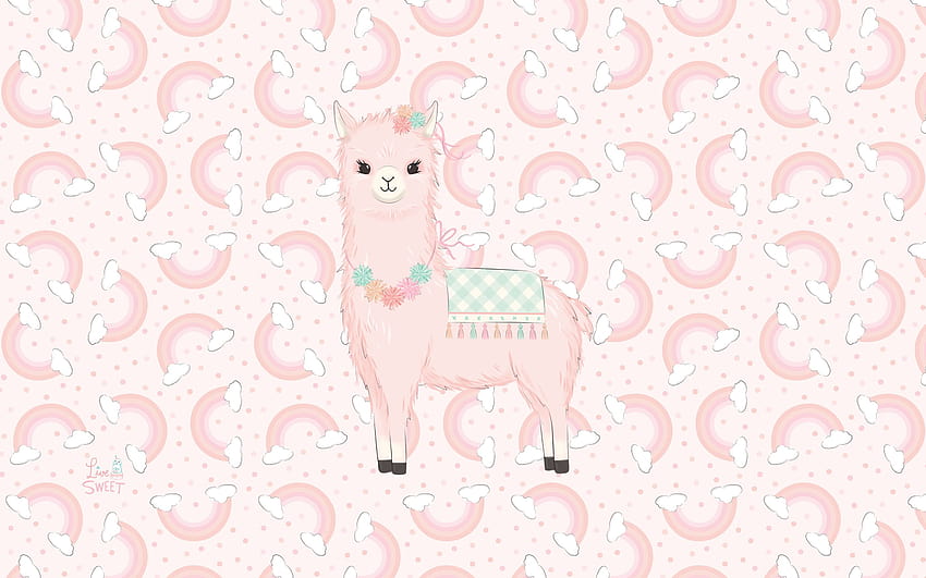 llama ,pink,llama, pattern,illustration,design,livestock,visual arts,fawn,wrapping paper, pink llama HD wallpaper