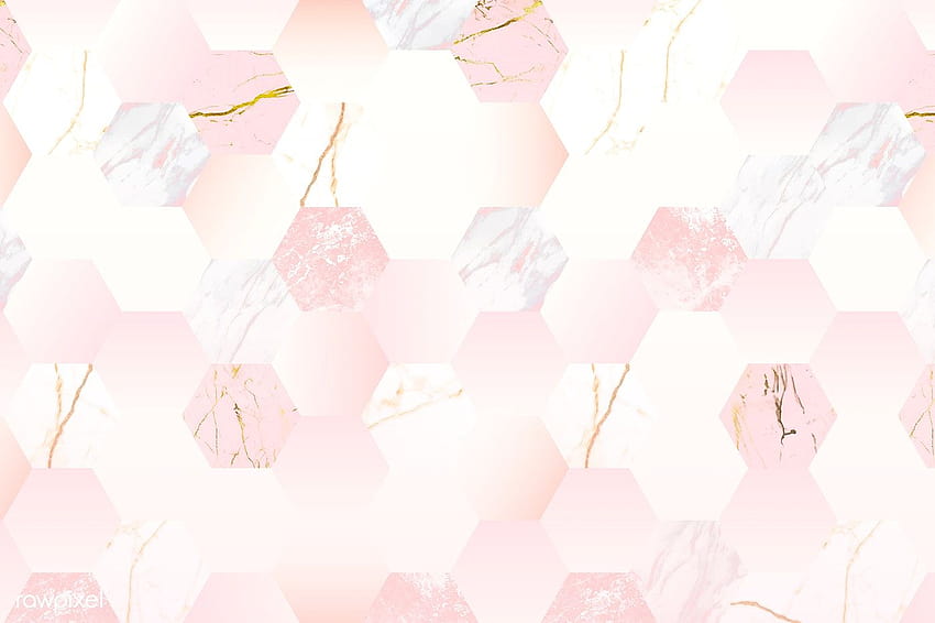 Pink feminine hexagon geometric backgrounds vector, geometric aesthetic HD wallpaper
