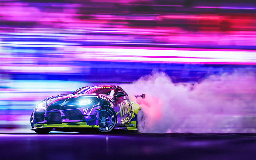 Toyota Supra Car Racing Drift Night, car racer HD wallpaper