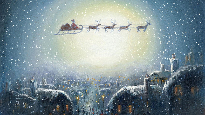 Christmas Reindeer Santa Claus Villages Winter, santa claus 2017 HD wallpaper