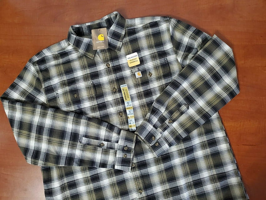 Crazy Carhartt Original Fit фланелена карирана риза с дълъг ръкав Мъжка размер 3 XL висока за продажба онлайн Класическа есен и зима HD тапет