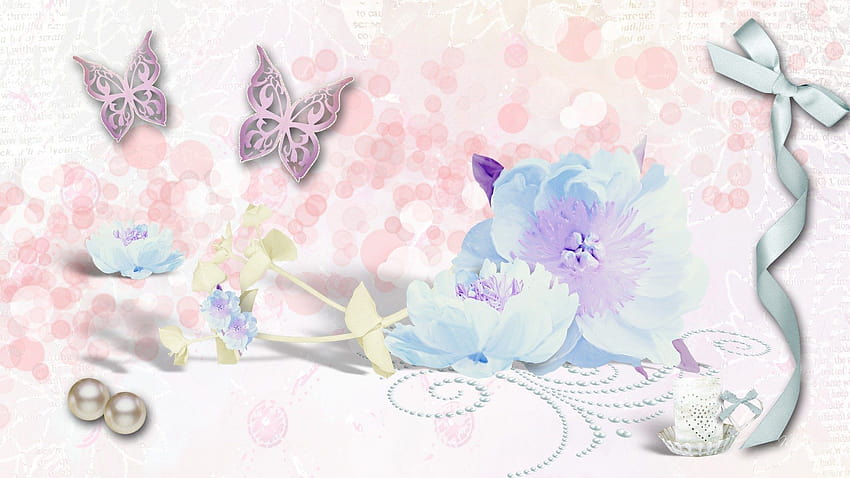Vintage Flower Art And Backgrounds, pastel butterfly HD wallpaper