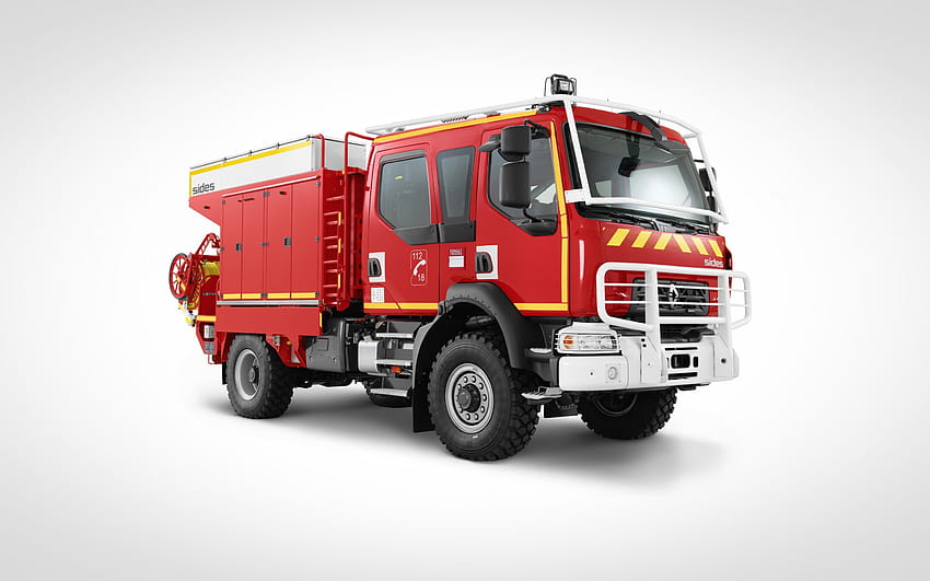 Renault Trucks D, d14, rescue fire truck, Heavy rescue vehicle, fire truck on a white background, fire fighting concepts, Renault with resolution 2880x1800. High Quality HD wallpaper