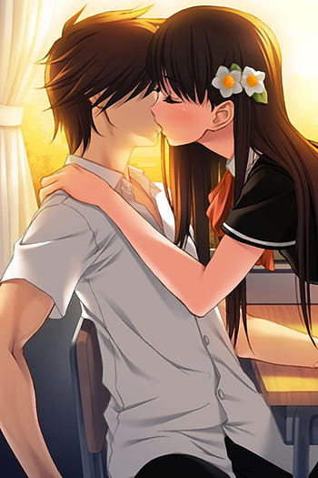 Anime girls kiss wallpaper, 2560x1440, 780354