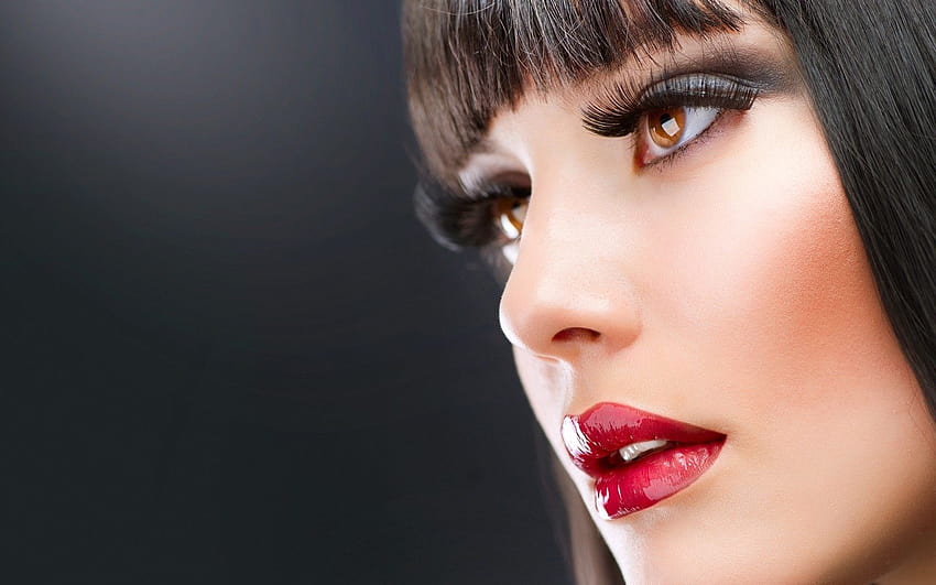 brunettes women makeup hazel eyes faces red lips 1680x1050 High Quality ,High Definition, make up women HD wallpaper