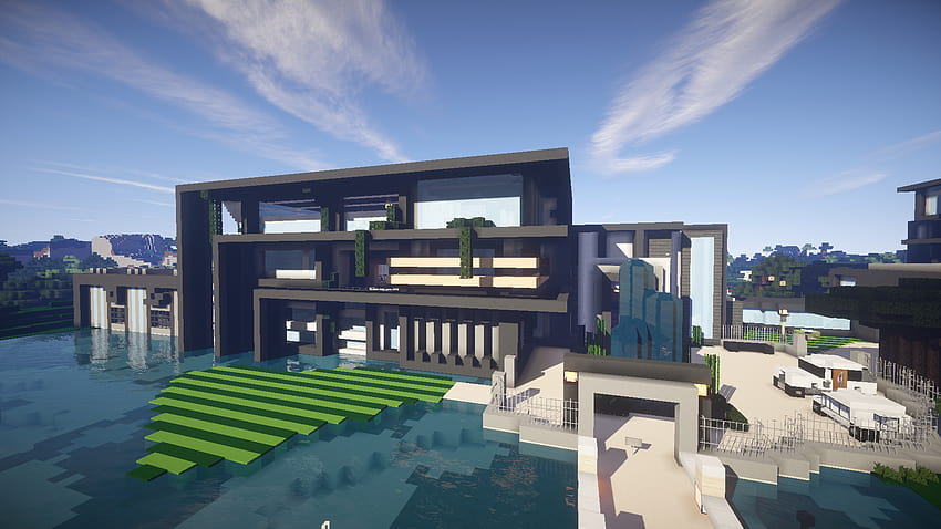 Contemporary Mansion 2.5, модерна къща за minecraft HD тапет