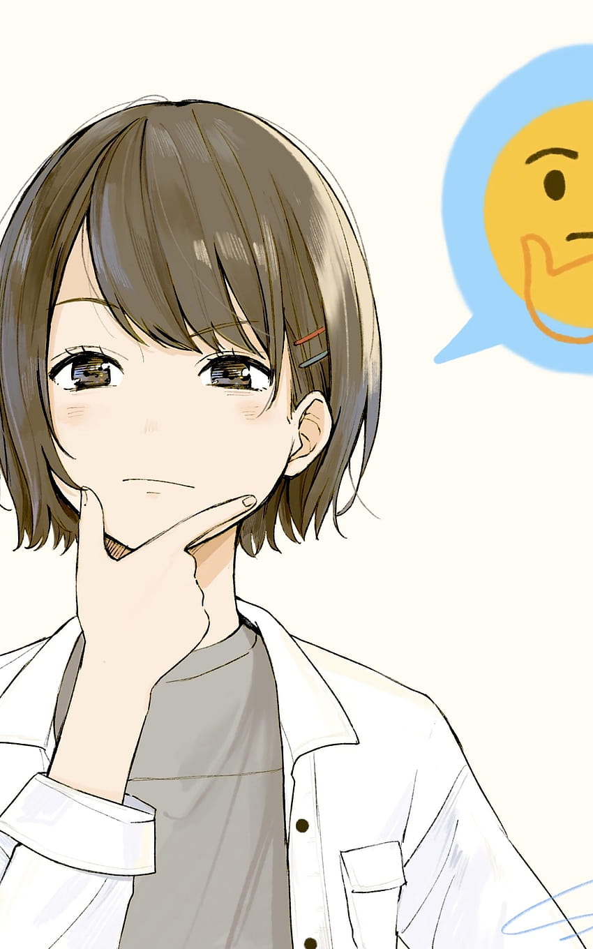 Thinking Anime Girl , - Anime Thinking Face Png - (451x619) Png Clipart  Download