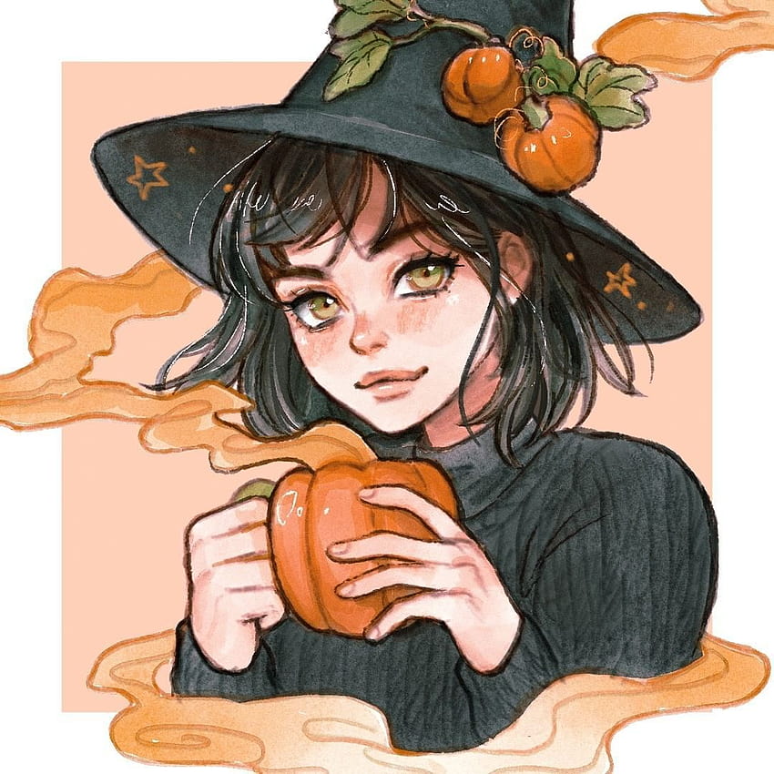 Pumpkin Spice Autumn Fall Witch Orange Aesthetic Girl tahun 2020, 1080x1080 anime girl thanksgiving wallpaper ponsel HD