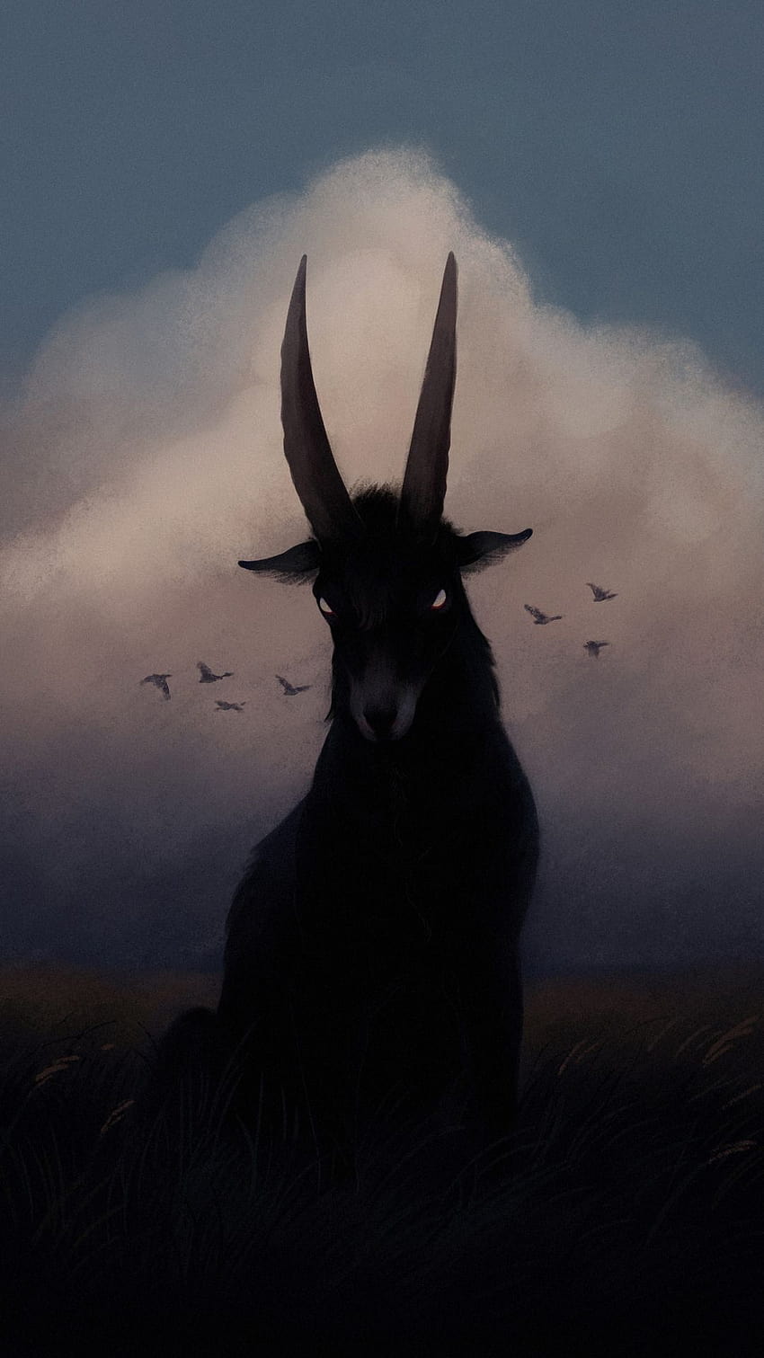 Black Goat on Dog, anime di capra Sfondo del telefono HD