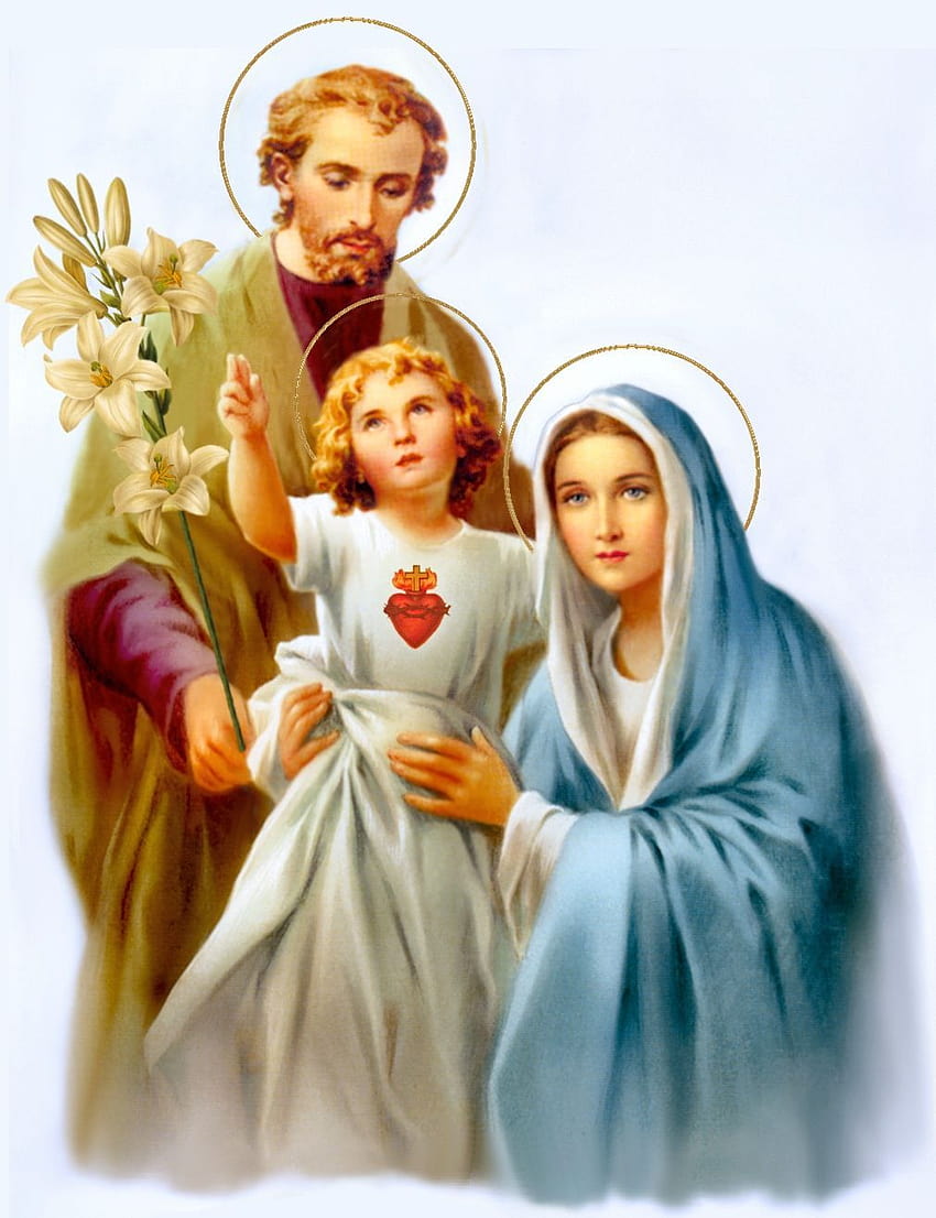 KRANZ DES HEILIGEN JOSEPH Sprechen Sie auf den großen Perlen das folgende Gebet: „St. Joseph Wächter der Heiligen Familie, segne unsere Familie…, Mutter Mary und San Jose HD-Handy-Hintergrundbild