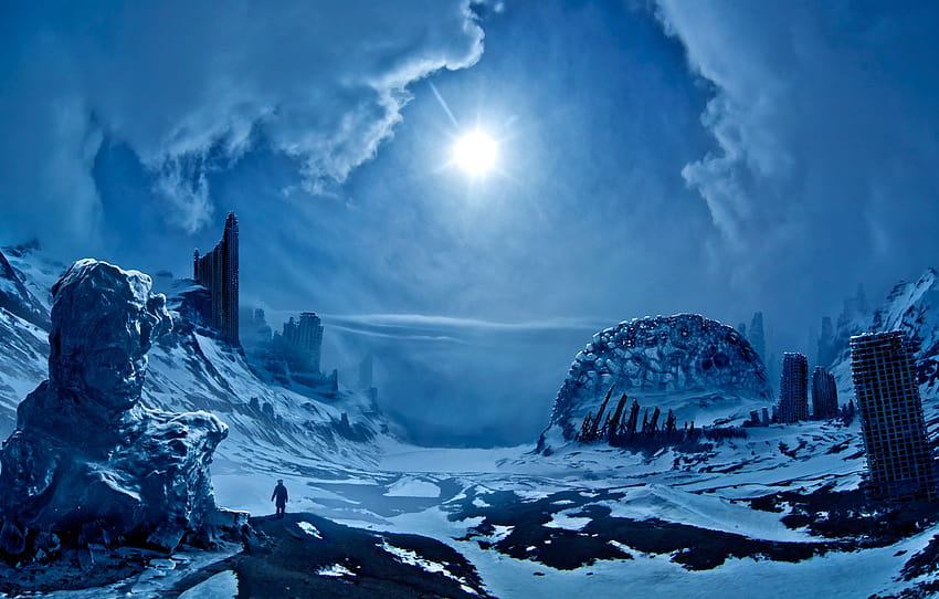 ฤดูหนาว ท้องฟ้า เมฆ หิมะ ภูมิประเทศ เมือง นวนิยาย ศิลปะ ซากปรักหักพัง postapokalipsis Apocalyptic โรแมนติก zee captain alexius มาตรา фантастика ฤดูหนาวที่สิ้นโลก วอลล์เปเปอร์ HD