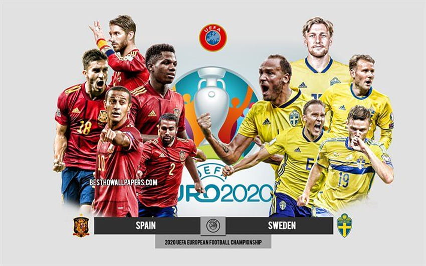 Spanyol vs Swedia, UEFA Euro 2020, Pratinjau, materi promosi, pemain sepak bola, Euro 2020, pertandingan sepak bola, tim sepak bola nasional Spanyol, tim sepak bola nasional Swedia. Wallpaper HD