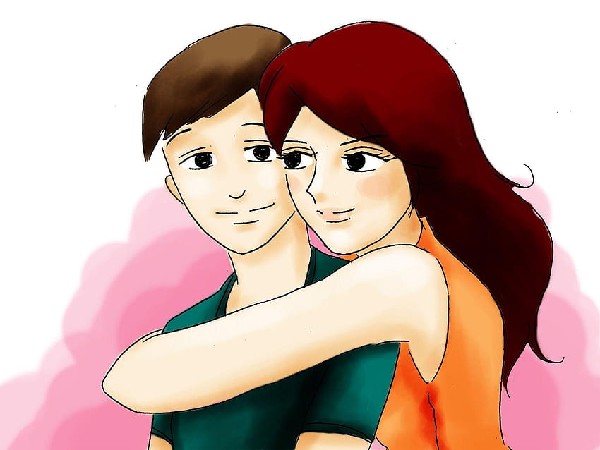 Backgrounds Couple Love Care Hug Nice Cartoon On Caring Of, cartoon love HD wallpaper