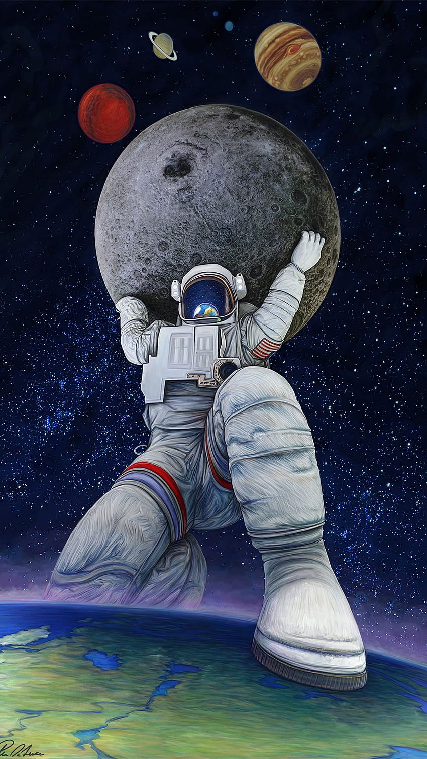 1350x2400 astronaut, giant, art, planets, space, astronaut space screensaver anime HD phone wallpaper
