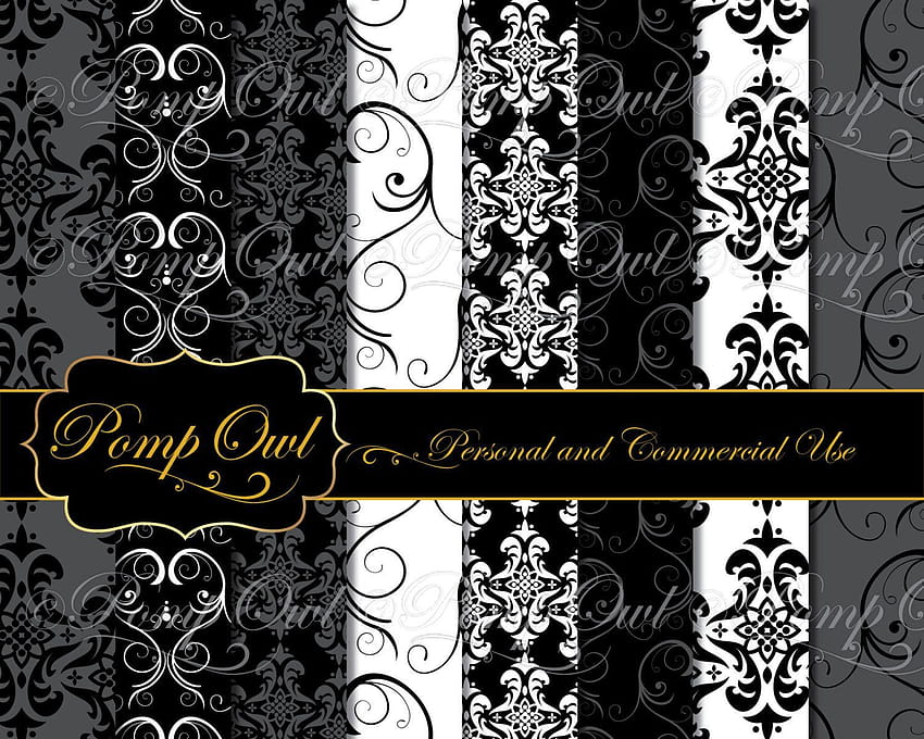 Digital Papers Damask Backgrounds Black & White Grey, posh backgrounds HD wallpaper