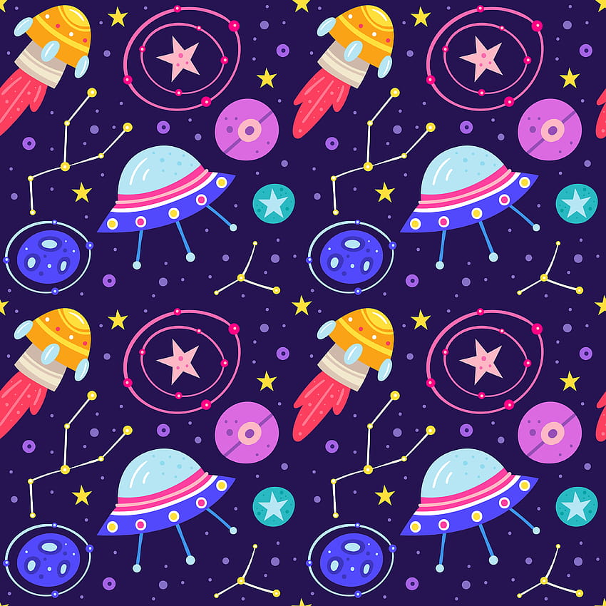 Cute outer space seamless pattern backgrounds 1363940 Vector Art at Vecteezy, space and patterns HD phone wallpaper