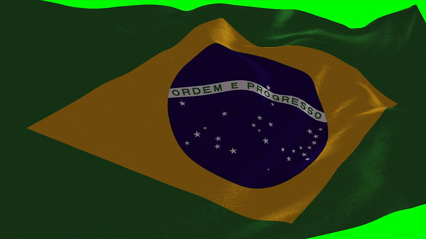Brazil Flag is Fluttering on green background. Isolated waving. Green screen. Stock Video Footage HD wallpaper