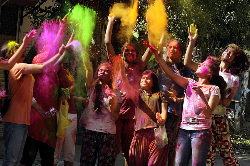 ХОЛИ ФЕСТИВАЛ Индуистки пролетен празник хинди Индия цветни цветове, Холи индийски фестивал HD тапет