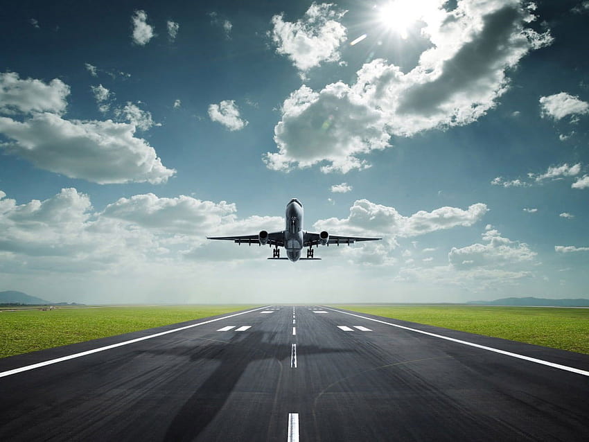 Gray And White Plane, Airplane, Landing, Sky • For You For & Mobile HD wallpaper