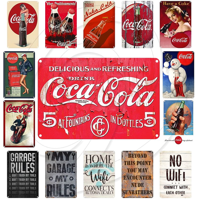 Hot Sale Coca Cola Retro Plates Home Bar Club Restaurant Supermarket Decor Tin Sign HD phone wallpaper