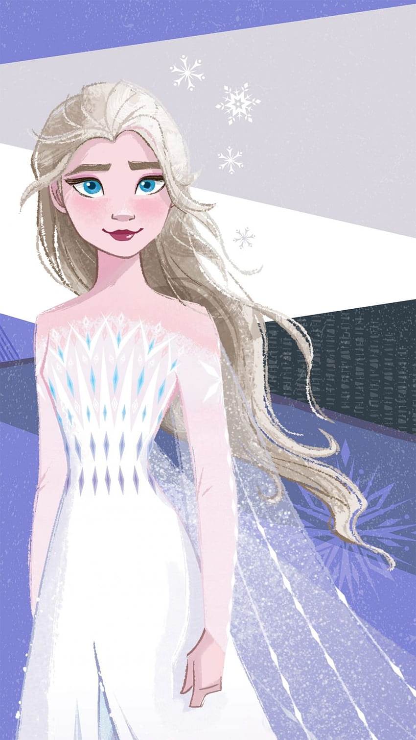 Frozen 2 móvil Elsa vestido blanco en 2020, elsa con cabello rosa fondo de pantalla del teléfono